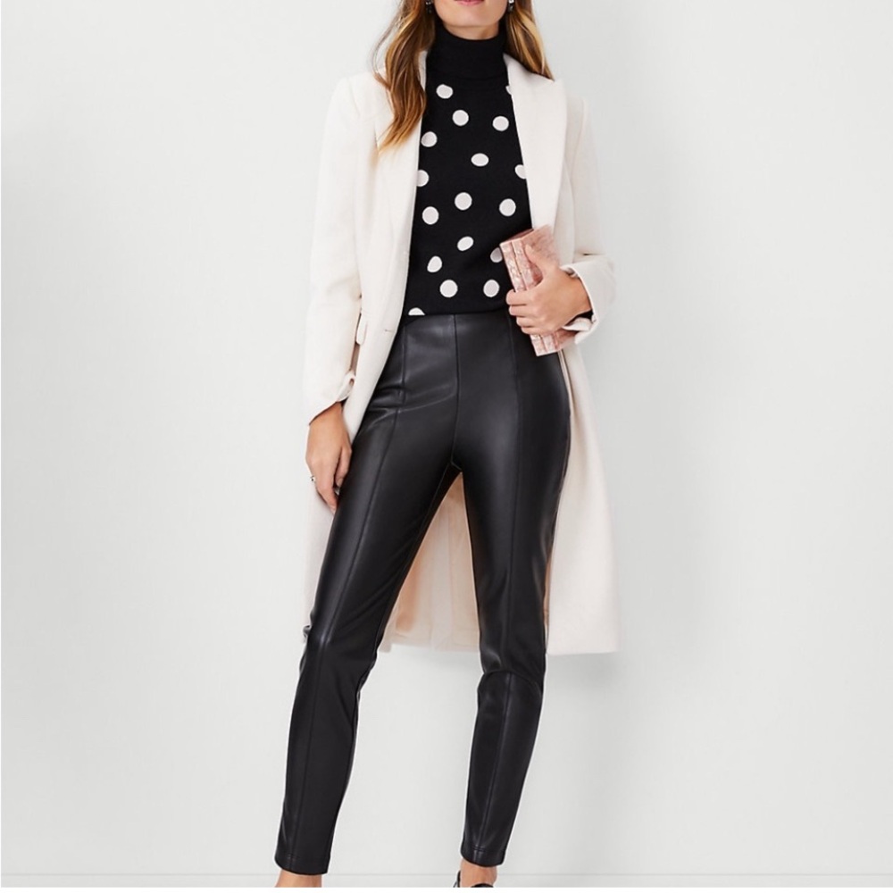 ANN TAYLOR size zip faux leather leggings NWT 0P